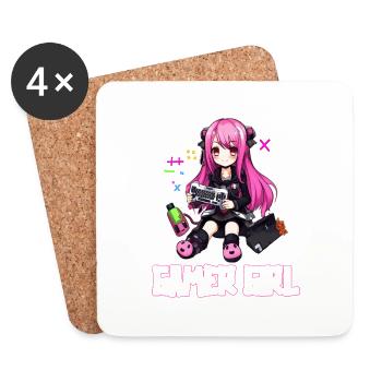 Gaming Console PC Gamer Girl Gamer Girl - Coasters (set of 4) - white - Front