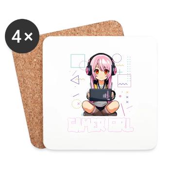 Gaming Console PC Gamer Girl Gamer Girl - Coasters (set of 4) - white - Front