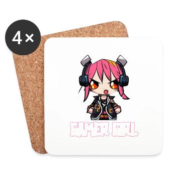 Gaming Console PC Gamer Girl Gamer Girl - Coasters (set of 4) - white - Front