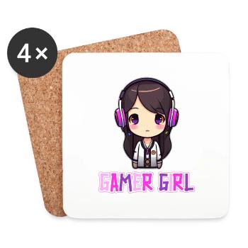 Gaming Console PC Gamer Girl Gamer Girl - Coasters (set of 4) - white - Front