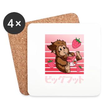 Bigfoot Kawaii Erdbeer-Milchshake - Untersetzer (4er-Set) - Weiß - Vorne