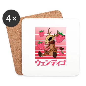 Wendigo Kawaii Strawberry Milk Shake Carton - Untersetzer (4er-Set) - Weiß - Vorne