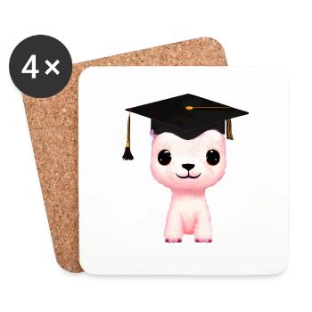 Certificat de fin d’études en alpaga - Dessous de verre (lot de 4) - blanc - Devant