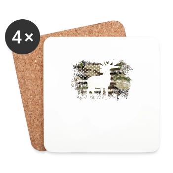 Whitetail Buck Deer Hunting American Flag - Dessous de verre (lot de 4) - blanc - Devant