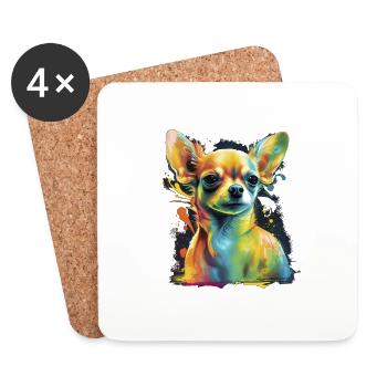 Chihuahua | Abstrakte Malerei | Farbe | Niedlicher - Untersetzer (4er-Set) - Weiß - Vorne