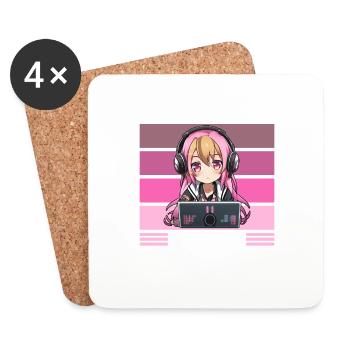 Gaming Konsole PC Zockerin Mädchen Gamer Girl - Untersetzer (4er-Set) - Weiß - Vorne