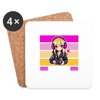 Gaming Konsole PC Zockerin Mädchen Gamer Girl - Untersetzer (4er-Set) - Weiß - Vorne