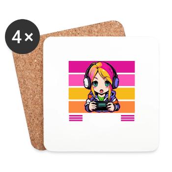 Gaming Konsole PC Zockerin Mädchen Gamer Girl - Untersetzer (4er-Set) - Weiß - Vorne