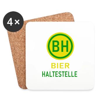 Bier Haltestelle Lustige Sprüche - Untersetzer (4er-Set) - Weiß - Vorne