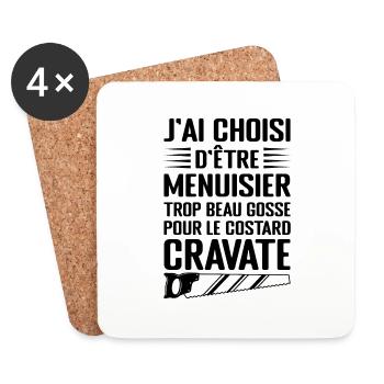 Humour Menuisier Atelier de Menuiserie - Dessous de verre (lot de 4) - blanc - Devant