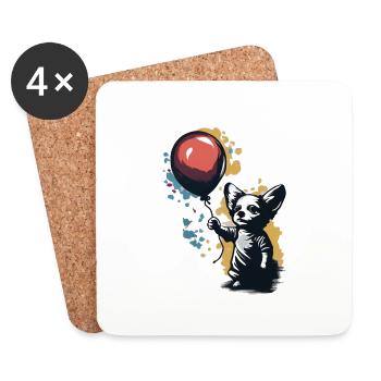 Chihuahua | Balloon | Cute Dog | Chiwawa | Funny - Coasters (set of 4) - white - Front