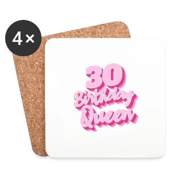 Birthday Queen 30 - Untersetzer (4er-Set) - Weiß - Vorne