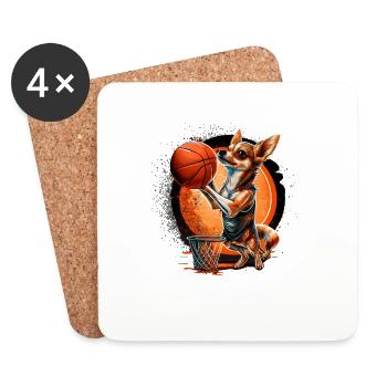 Chihuahua | Basketball Spieler | Sport Dunk | - Untersetzer (4er-Set) - Weiß - Vorne