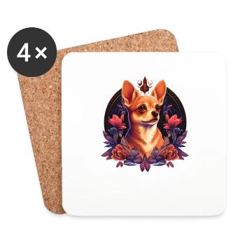Chihuahua | Cute Dog | Beautiful | Flowers | Girl - Coasters (set of 4) - white - Front