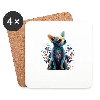 Chihuahua | Cute Dog | Beautiful | Flowers | Girl - Coasters (set of 4) - white - Front