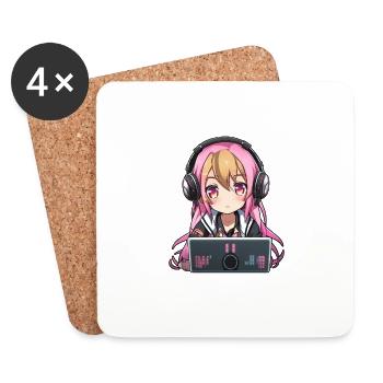 Gaming Konsole PC Zockerin Mädchen Gamer Girl - Untersetzer (4er-Set) - Weiß - Vorne