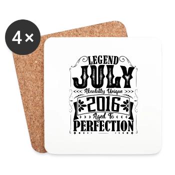 July 2016. Birthday gift July 2016. - Coasters (set of 4) - white - Front