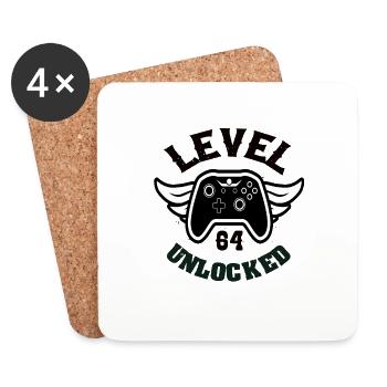 Level 64 Unlocked 64 Geburtstag - Untersetzer (4er-Set) - Weiß - Vorne