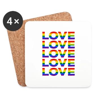 Pride LGBT LGBTQ Rainbow Flag Love CSD Gift - Coasters (set of 4) - white - Front