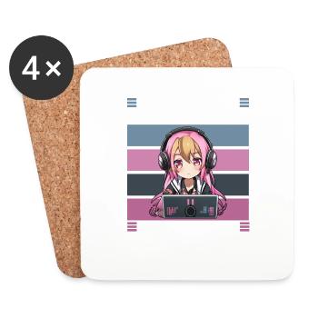 Gaming Konsole PC Zockerin Mädchen Gamer Girl - Untersetzer (4er-Set) - Weiß - Vorne