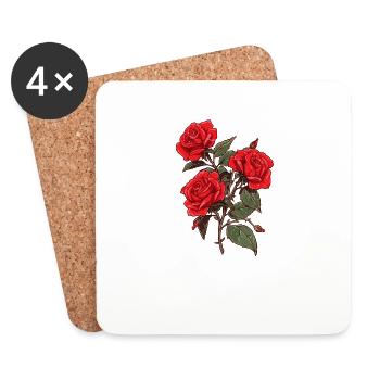 Rote Rosen Liebhaber Coole Blumen Vintage Humor Neuheit - Untersetzer (4er-Set) - Weiß - Vorne