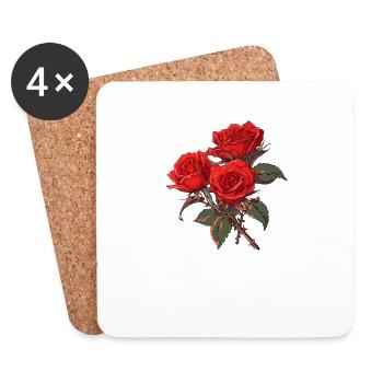 Rose Lover Cool Red Flowers Floral Humour Roses Pun - Dessous de verre (lot de 4) - blanc - Devant