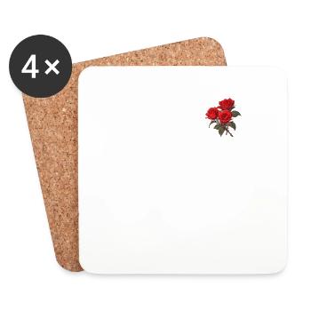 Cool Patch Rote Blumen Liebhaber Vintage Neuheit Rosen - Untersetzer (4er-Set) - Weiß - Vorne