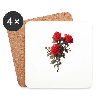 Cool Floral Rouge Roses Amant Nouveauté Fleurs Humour - Dessous de verre (lot de 4) - blanc - Devant
