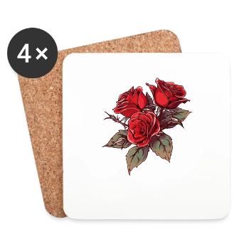 Vintage Fleurs Cool Red Roses Nouveauté Amoureux Jeu de mots - Dessous de verre (lot de 4) - blanc - Devant