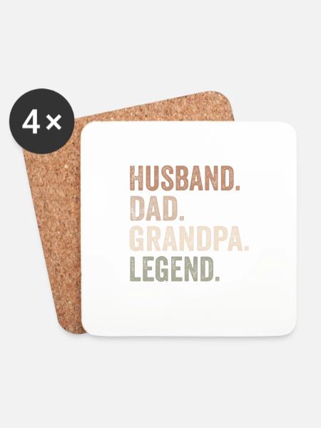 Ehemann Papa Opa Legende | Geschenk zum Vatertag - Untersetzer (4er-Set) - Weiß