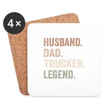 Husband Dad Trucker Legend - Dessous de verre (lot de 4) - blanc - Devant