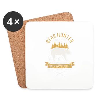 Bear Hunter Vintage Outdoor Hunting Funny Hunter - Coasters (set of 4) - white - Front