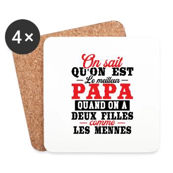 Qu'on est le meilleur papa quand on a deux filles - Dessous de verre (lot de 4) - blanc - Devant