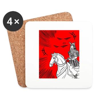 Cavalier Samouraï Japon Manga Anime - Dessous de verre (lot de 4) - blanc - Devant