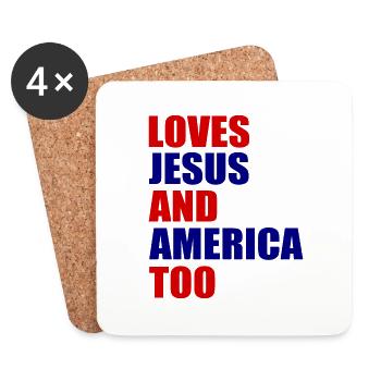 loves jesus and america too - Dessous de verre (lot de 4) - blanc - Devant
