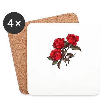 3 Roses rouges Fleurs Humour Cool Floral Flower Pun - Dessous de verre (lot de 4) - blanc - Devant