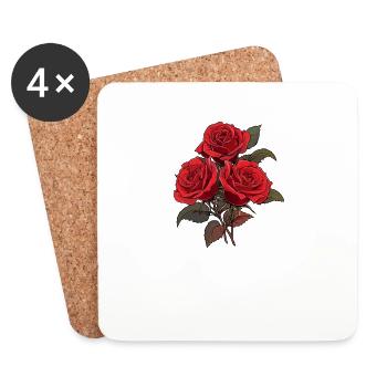 Kühle rote Blumen Liebhaber Vintage Humor Rosen Neuheit - Untersetzer (4er-Set) - Weiß - Vorne