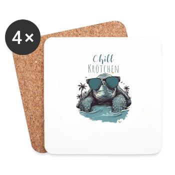 Chill Krötchen Schildkröte Chillkröte - Untersetzer (4er-Set) - Weiß - Vorne