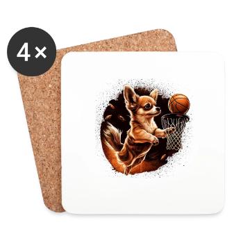 Chihuahua | Basketball Spieler | Sport Dunk | - Untersetzer (4er-Set) - Weiß - Vorne