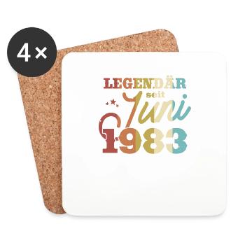 Geburtstagsgeschenk, Juni 1983 - Untersetzer (4er-Set) - Weiß - Vorne