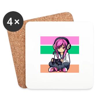 Gaming Console PC Gamer Girl Gamer Girl - Coasters (set of 4) - white - Front