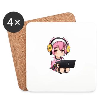 Gaming Console PC Gamer Girl Gamer Girl - Coasters (set of 4) - white - Front