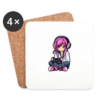 Gaming Console PC Gamer Girl Gamer Girl - Coasters (set of 4) - white - Front