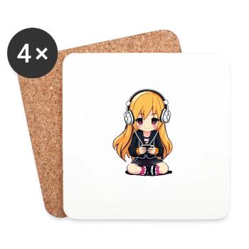 Gaming Console PC Gamer Girl Gamer Girl - Coasters (set of 4) - white - Front