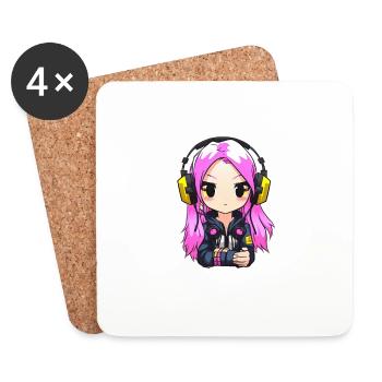 Gaming Console PC Gamer Girl Gamer Girl - Coasters (set of 4) - white - Front