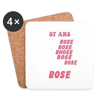 57 ans - la vie en rose 57ans Humour - Dessous de verre (lot de 4) - blanc - Devant