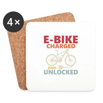 E-Bike Charged And Unlocked Pedelec Electric - Untersetzer (4er-Set) - Weiß - Vorne