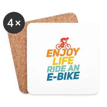 Enjoy Life Ride An E-Bike Electric Pedelec - Untersetzer (4er-Set) - Weiß - Vorne