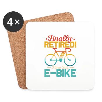 Finally Retired! Time For E-Bike Pedelec Electric - Untersetzer (4er-Set) - Weiß - Vorne