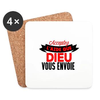 Acceptez l'aide que Dieu - Dessous de verre (lot de 4) - blanc - Devant